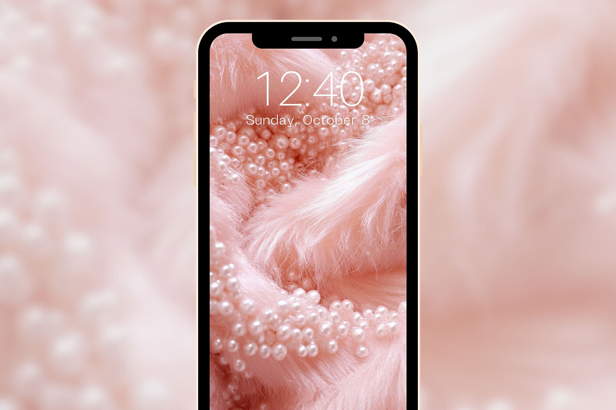 Pink Fur & Pearls Luxury Phone BG, a Graphic by Kalindiprints (Photo 2 of 6)