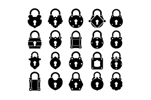 Set of 20 antique padlock vector