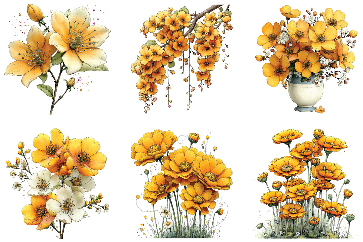 Yellow Flowers Spring Clipart, an Illustration by CraftArtStudio (Photo 6 of 6)