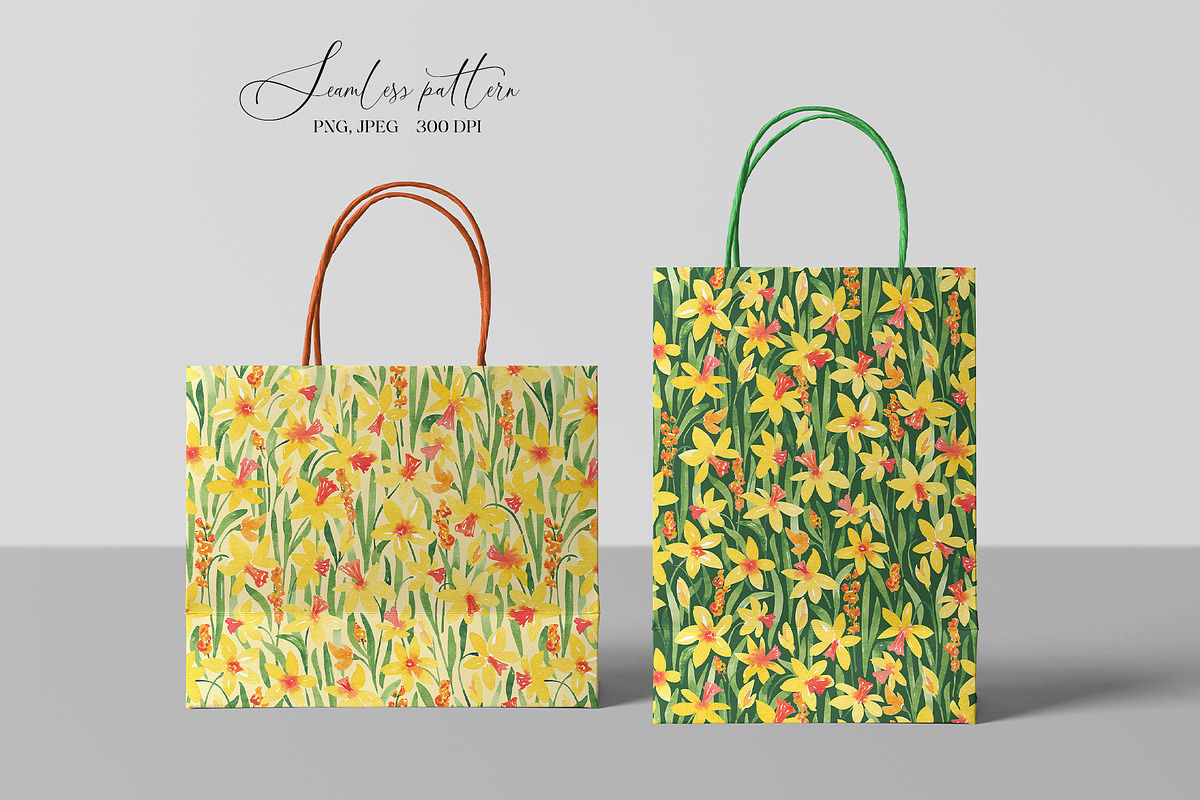 Daffodils seamless pattern, a Pattern Graphic by SirenaArt (Photo 10 of 11)