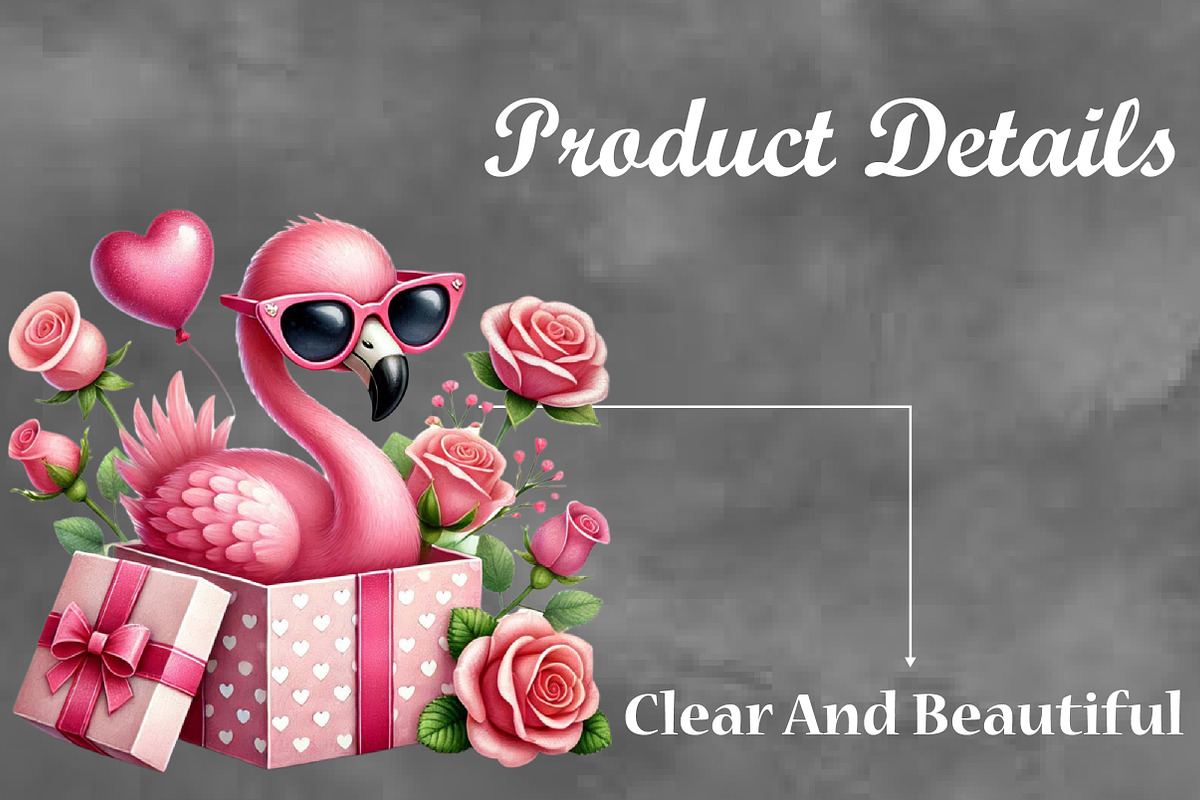 Valentine Cute Flamingo Clipart, a Seasonal Illustration by Craft Nest (Photo 3 of 5)