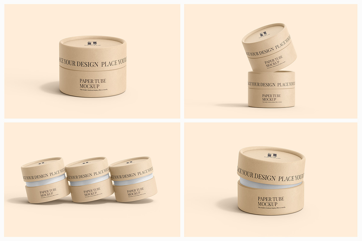 Kraft Cylinder Paper Tube Mockup, a Packaging Mockup by Ram Studio LLC (Photo 2 of 12)