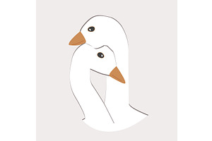Goose Hugs couple. Cute Hugging, an Animal Illustration by Toltemara