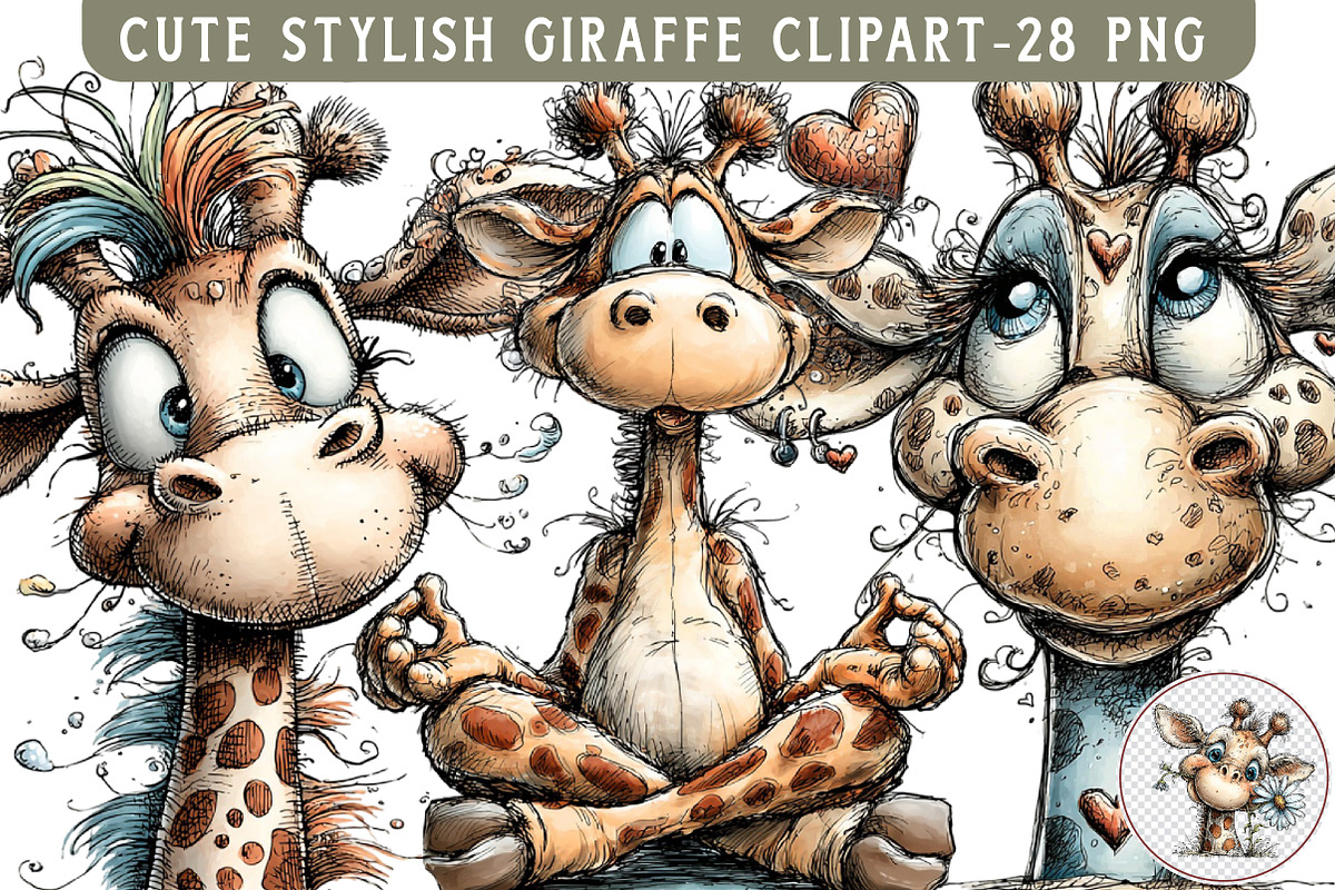 Cute Stylish giraffe clipart, an Illustration by Libby Wishes (Photo 1 of 7)