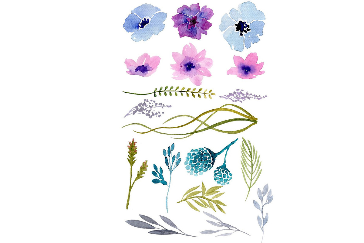 Handpainted watercolor flowers preview 2