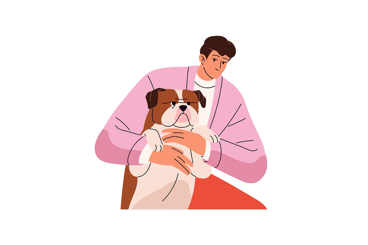 Happy people hugging cute dogs set, an Animal Illustration by PaperTrident (Photo 3 of 11)