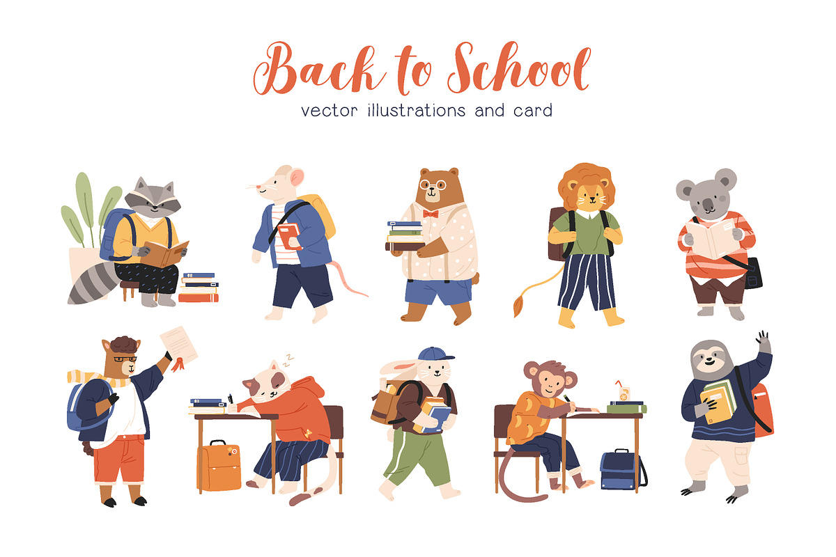 Back to school animals set, an Animal Illustration by Good Studio (Photo 1 of 8)