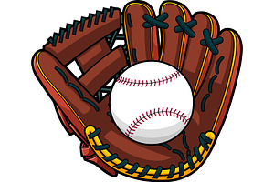 Baseball Glove Catching Ball, an Illustration by HitToon