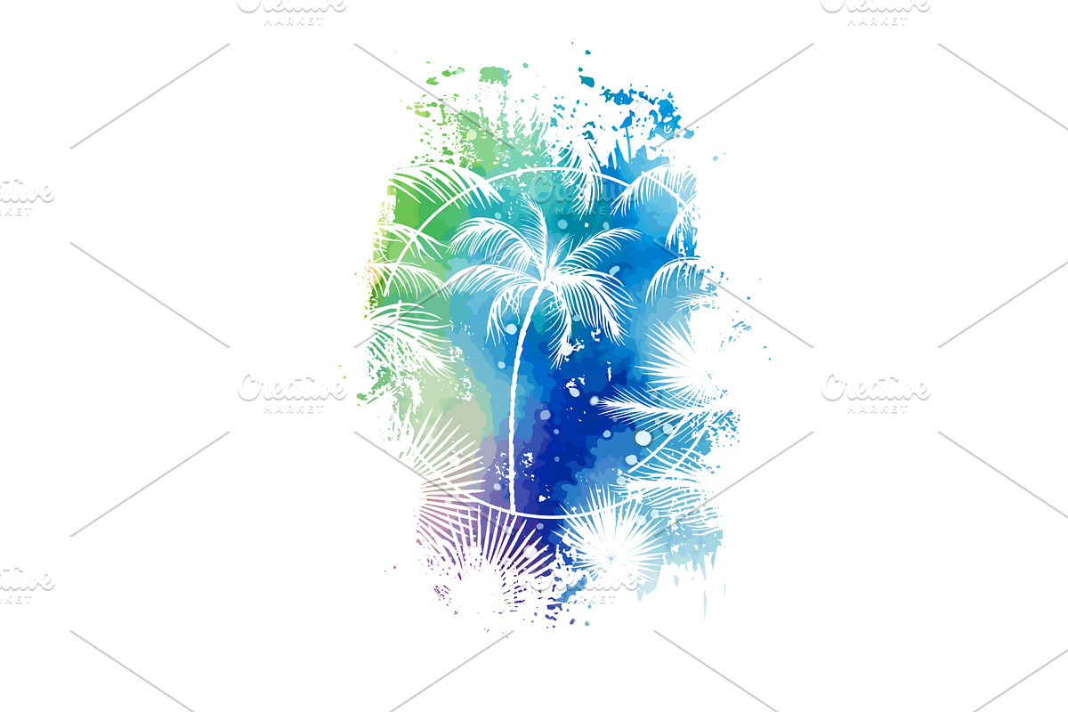Abstract watercolor palm tree in a, an Illustration by Nenahliadava Design