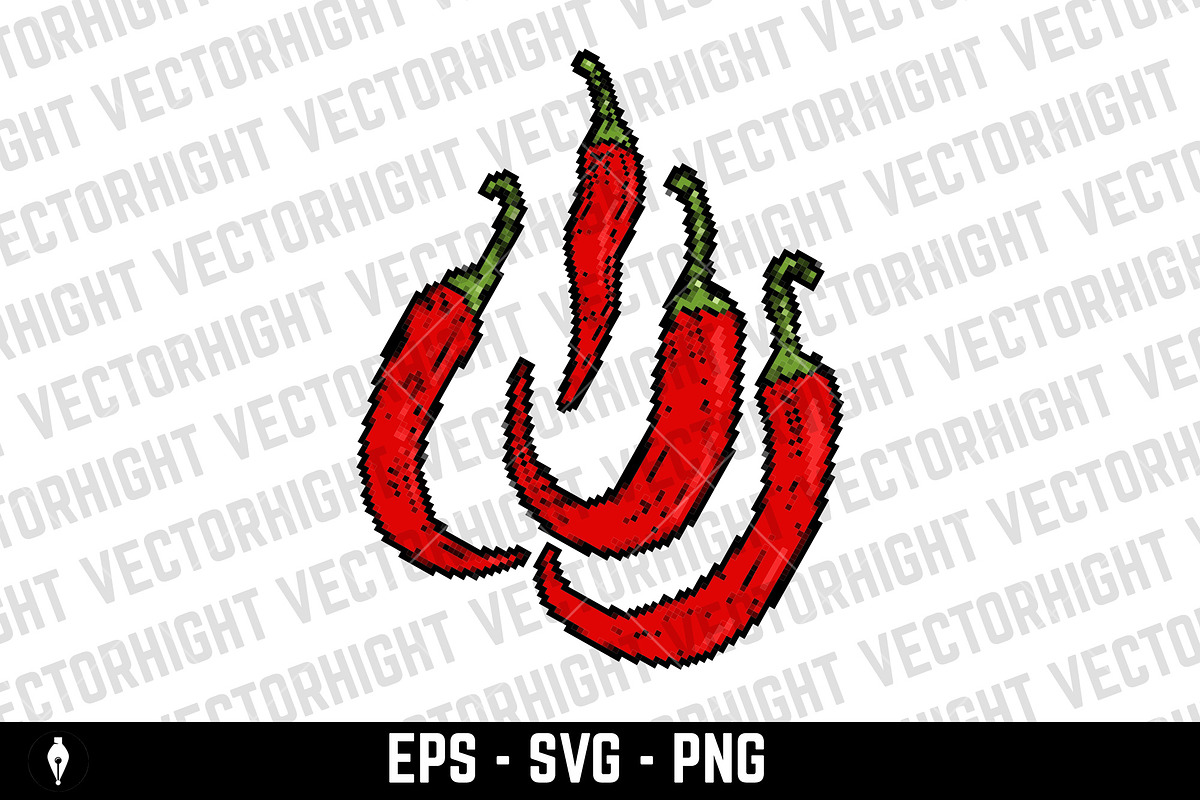 Pixel art chili peppers isolated on, a Food Illustration by Vectorhight
