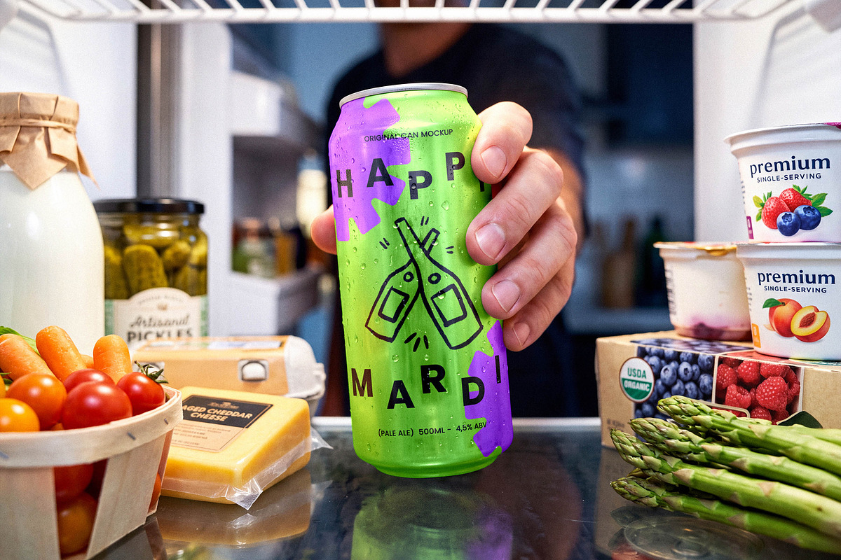 Aluminum Can in Fridge Mockup, a Cups & Container Mockup by Design Squad (Photo 2 of 2)