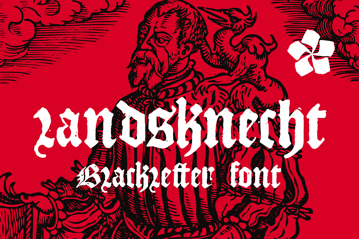 Landsknecht blackletter style font, a Blackletter Font by kaer_shop (Photo 1 of 11)