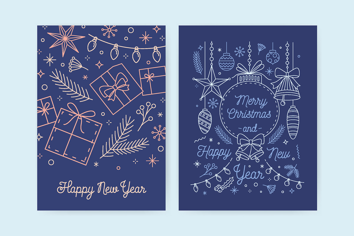 Christmas and New year greeting card, a Card Template by Good Studio (Photo 2 of 9)
