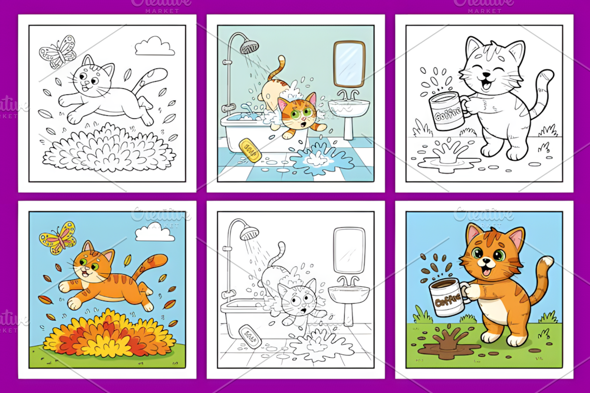 Misfortune Kitty Coloring Pages, a Decorative Illustration by Coco Bloom (Photo 3 of 4)