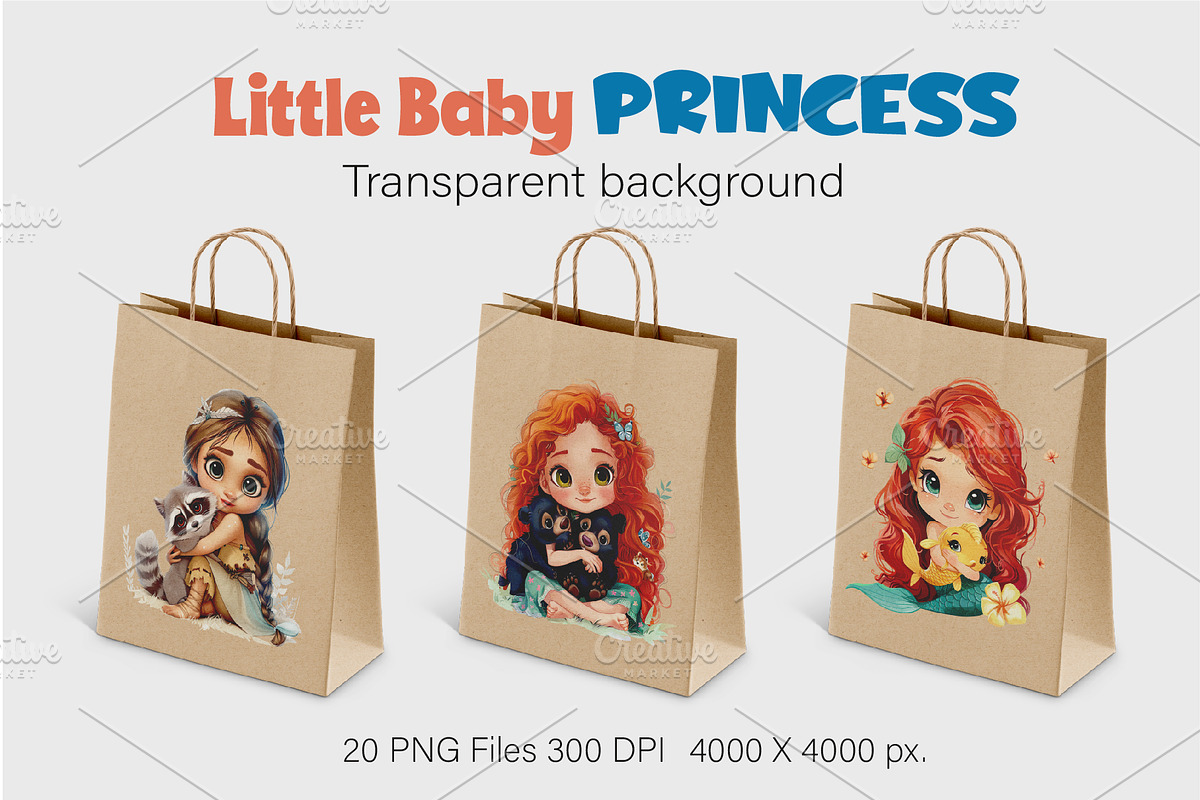 Cartoon Baby Princess.TShirt Sticker, an Animal Illustration by KENO Mascots (Photo 7 of 11)