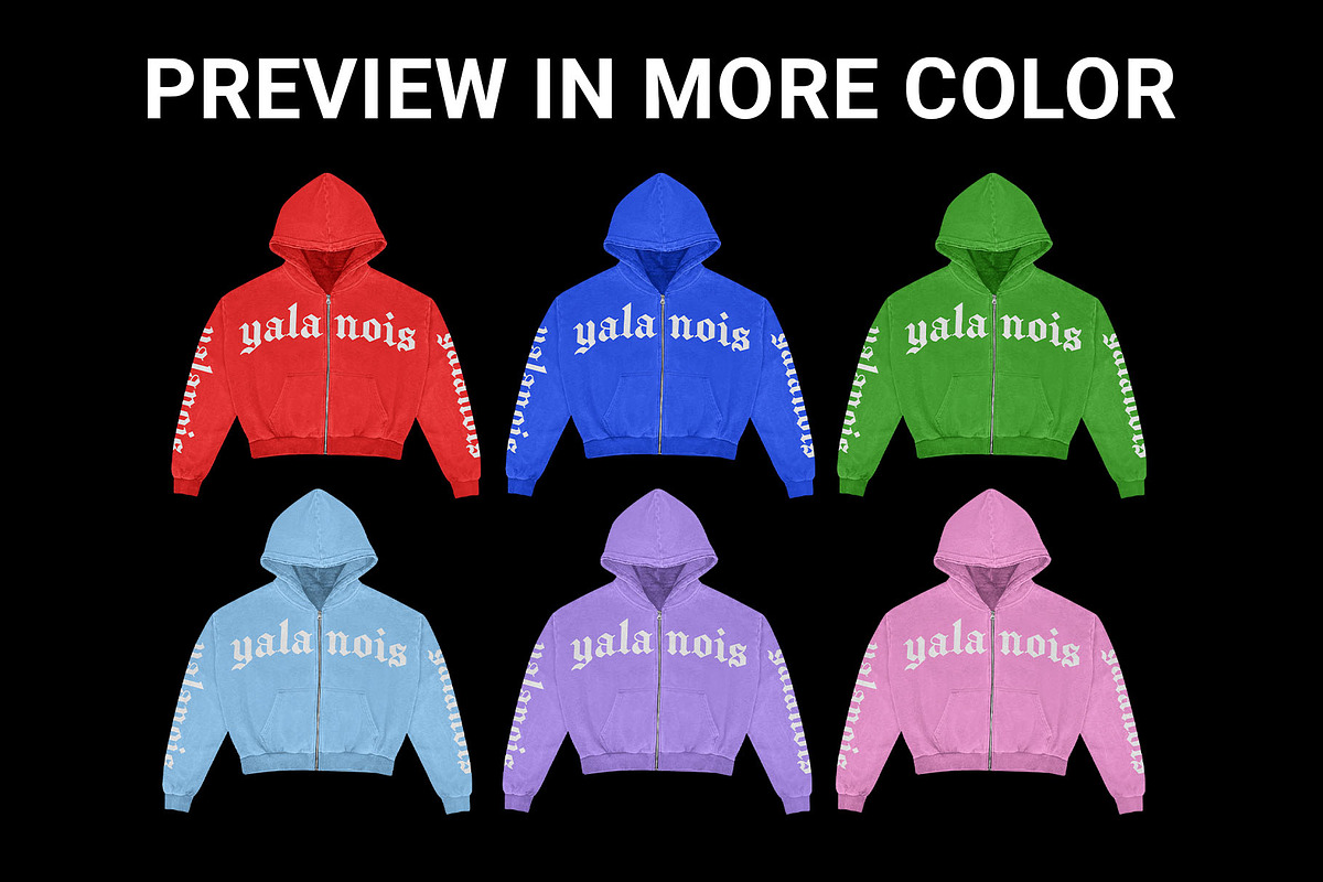 vintage cropped zip hoodie mockup, a Hoody Mockup by yalanois (Photo 3 of 5)