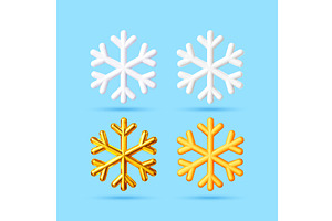 Set of 3d fluffy and shiny snowflake, an Object Illustration by Abscent