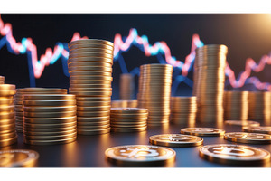 Stacks of Bitcoin coins with a, an Illustration by tilialucida