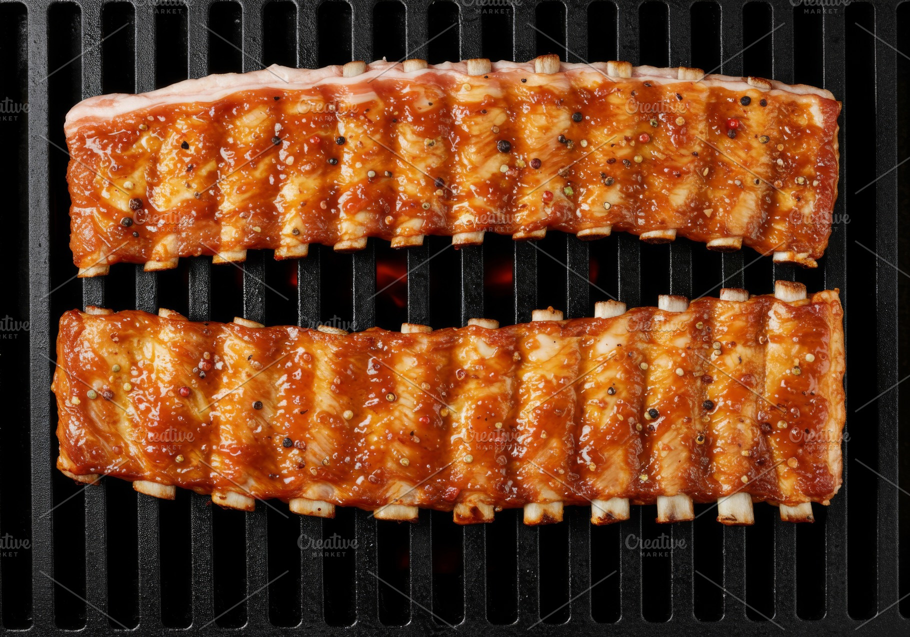 Juicy pork ribs with barbecue glaze, a Food & Drink Photo by professorinc