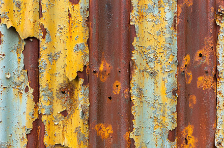 Weathered rusty metal wall with peeling turquoise paint Generative AI, a Holiday Photo by José Manuel Gelpi