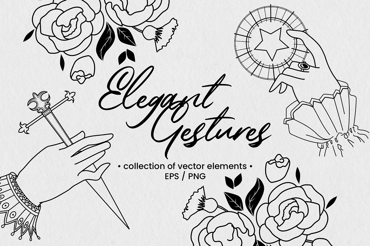 Elegant Hands Line Art Collection, an Object Graphic by foxsong (Photo 1 of 10)