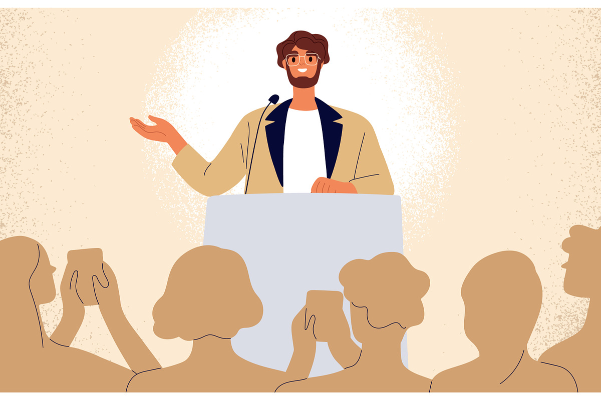 Public speaker feel fear, confidence, a Person Illustration by Good Studio (Photo 5 of 5)