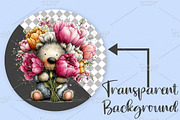 Whimsical Spring Teddy Bear Clipart, an Illustration by Canvas Craft (Thumbnail 2 of 7)