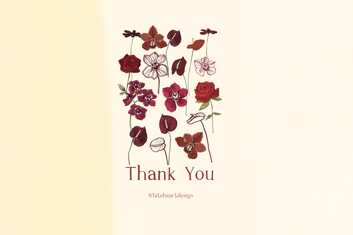 Burgundy Wedding Flower Illustration, a Decorative Illustration by whiteheartdesign (Photo 16 of 16)