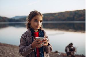 Girl in autumn nature drinking hot, a Nature Photo by HalfPoint