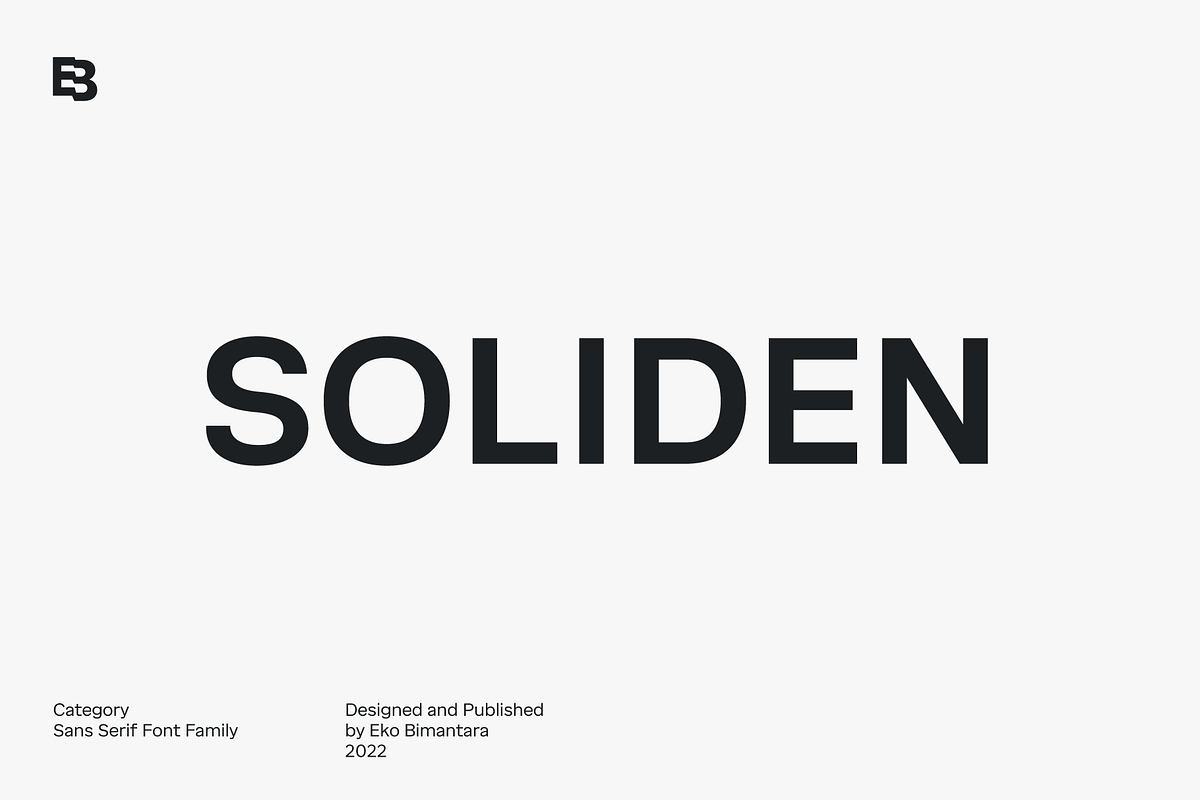 Soliden; 48 Fonts Sans Serif Family, a Sans Serif Font by Eko Bimantara (Photo 1 of 15)