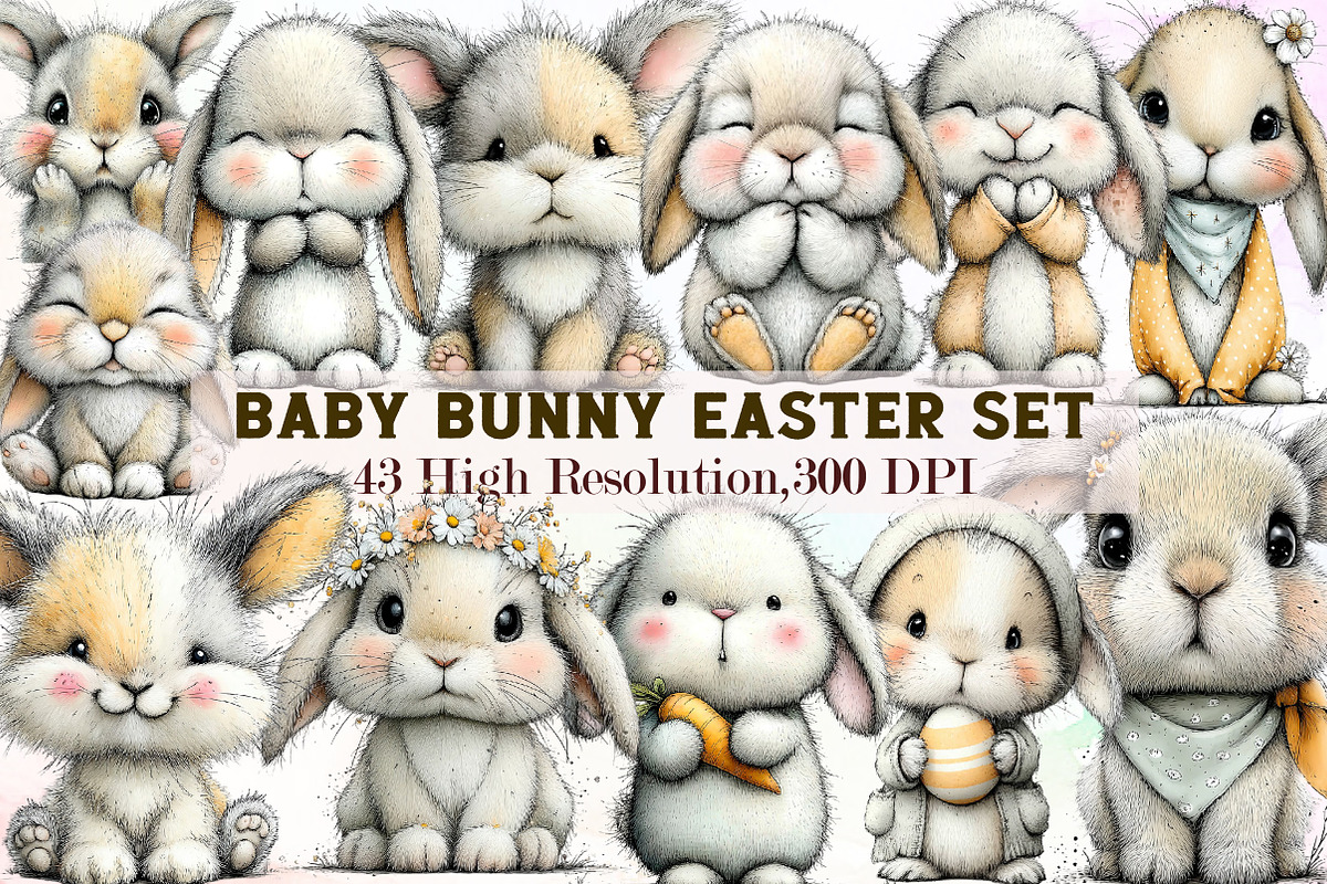 Baby Bunny Easter Clipart, an Illustration by Sublimation Artist (Photo 1 of 7)