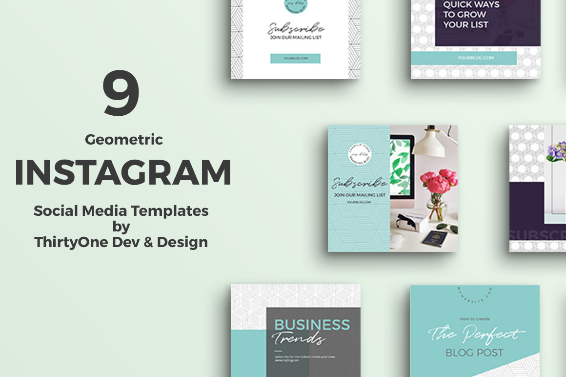 Geometric Instagram Templates, a Social Media Template by ThirtyOne Dev