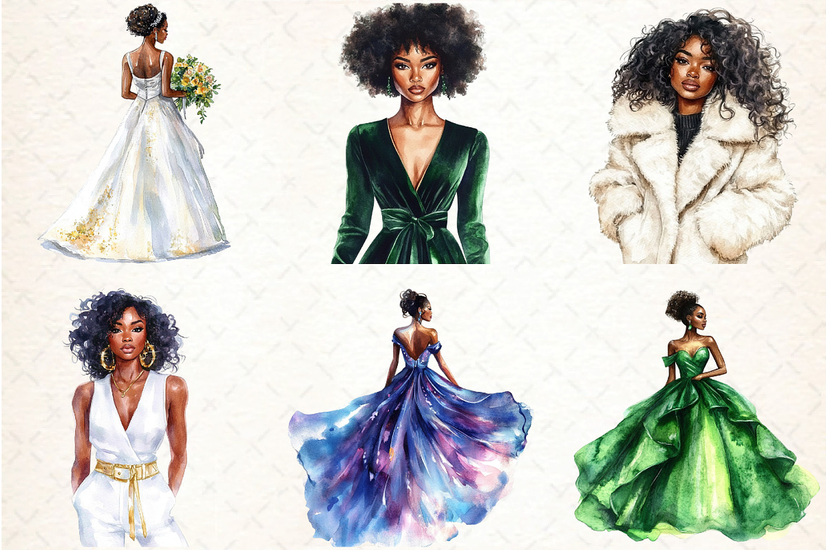 Elegant African American Girls, an Illustration by DreamCafeArt (Photo 3 of 7)