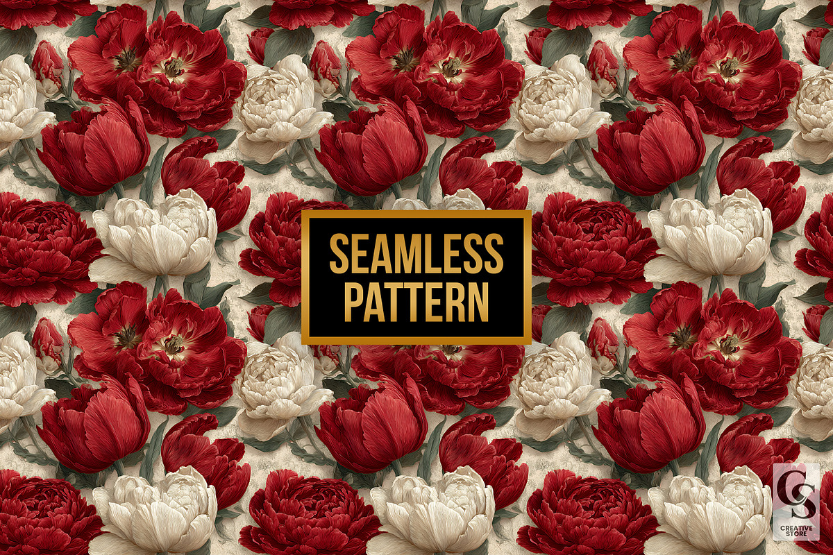 Large Botanical Flowers Pattern, a Pattern Graphic by Creative Store (Photo 4 of 5)