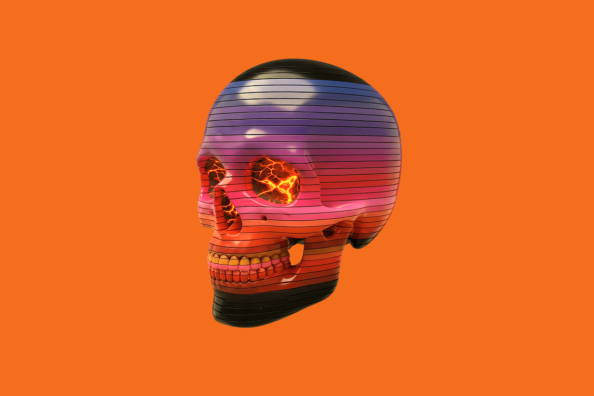 3 Vibrant Striped Skull Art, an Object Illustration by StockVerse Creative (Photo 4 of 4)