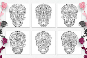 Skulls With Folk Floral Ornaments