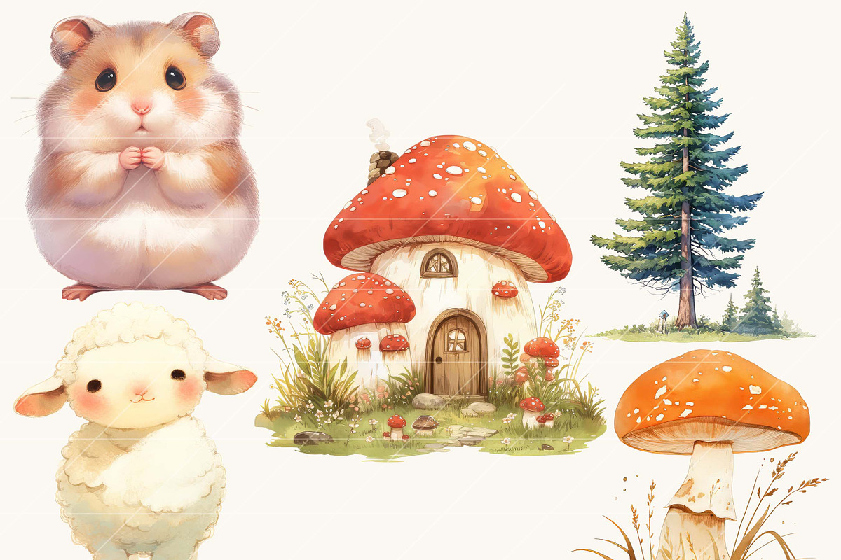 Watercolor Boho Woodland Clipart, an Animal Illustration by BusyDaydesign (Photo 2 of 8)