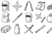 Ninja Gear Sketch Pack, an Object Graphic by nikagraphic (Thumbnail 1 of 3)