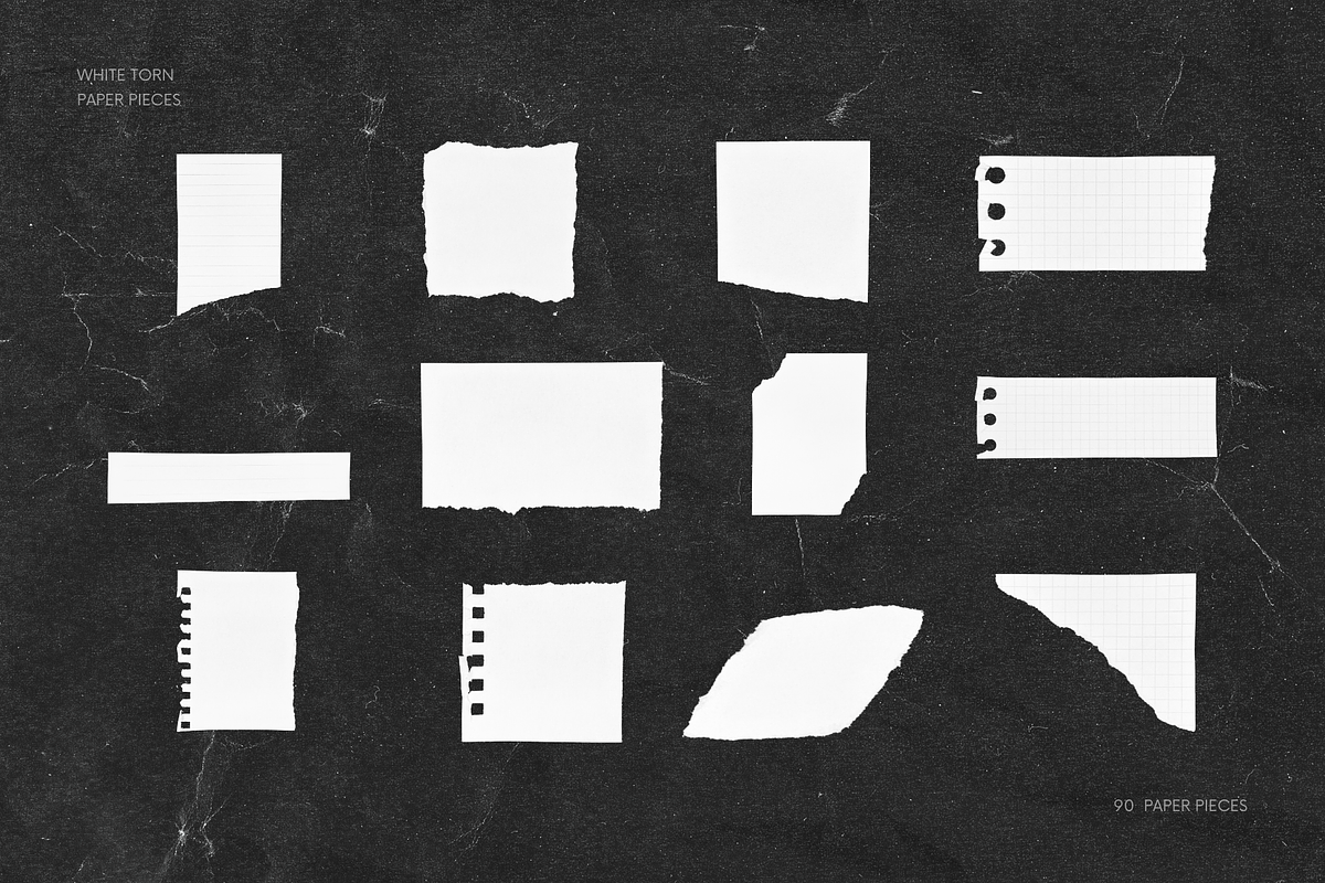 90 White Torn Ripped Paper Pieces, a Texture Graphic by Ksuview (Photo 5 of 10)