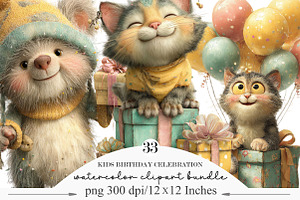 Whimsical Kids Birthday Celebration, an Illustration by Designking