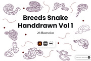 Snake Breeds Hand Drawn Illustration, an Animal Illustration by SLAB! Design (Thumbnail 1 of 3)