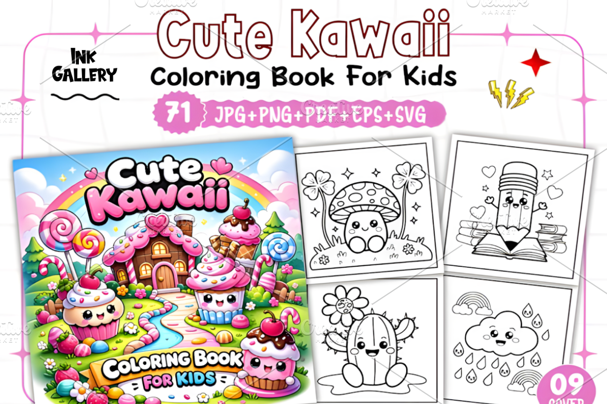 70+ CUTE KAWAII COLORING PAGES, an Animal Illustration by Ink Gallery (Photo 1 of 4)