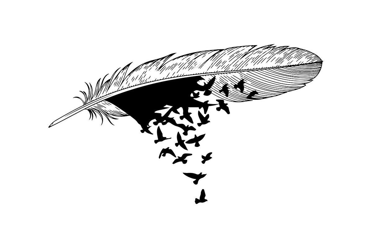 Boho Feather Silhouette Vector, an Object Graphic by jahid234 (Photo 37 of 51)