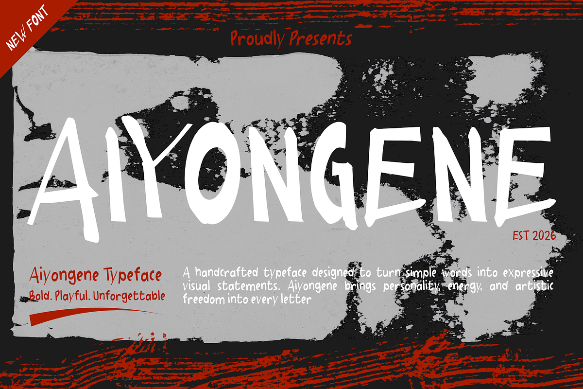 Aiyongene Playful Handwritten Font, a Handwritten Font by mesuka (Photo 1 of 5)