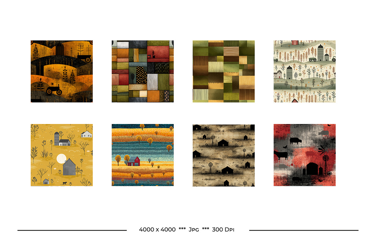 On The Farm Retro Art Style Patterns, a Pattern Graphic by karenfoleyphoto (Photo 6 of 18)