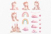 Pink unicorn watercolor clipart PNG, an Animal Illustration by MyLittleMeow (Thumbnail 4 of 5)
