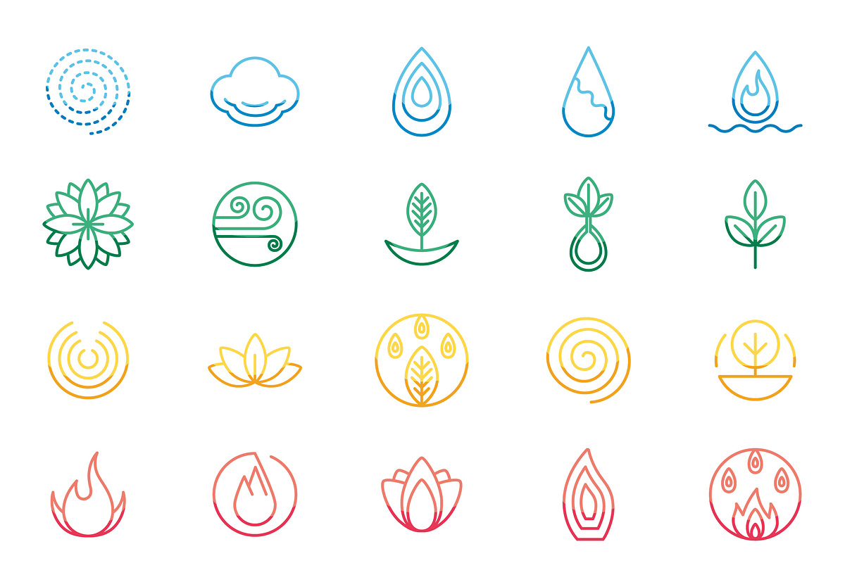 Multicolor Ayurvedic Medicine Icons