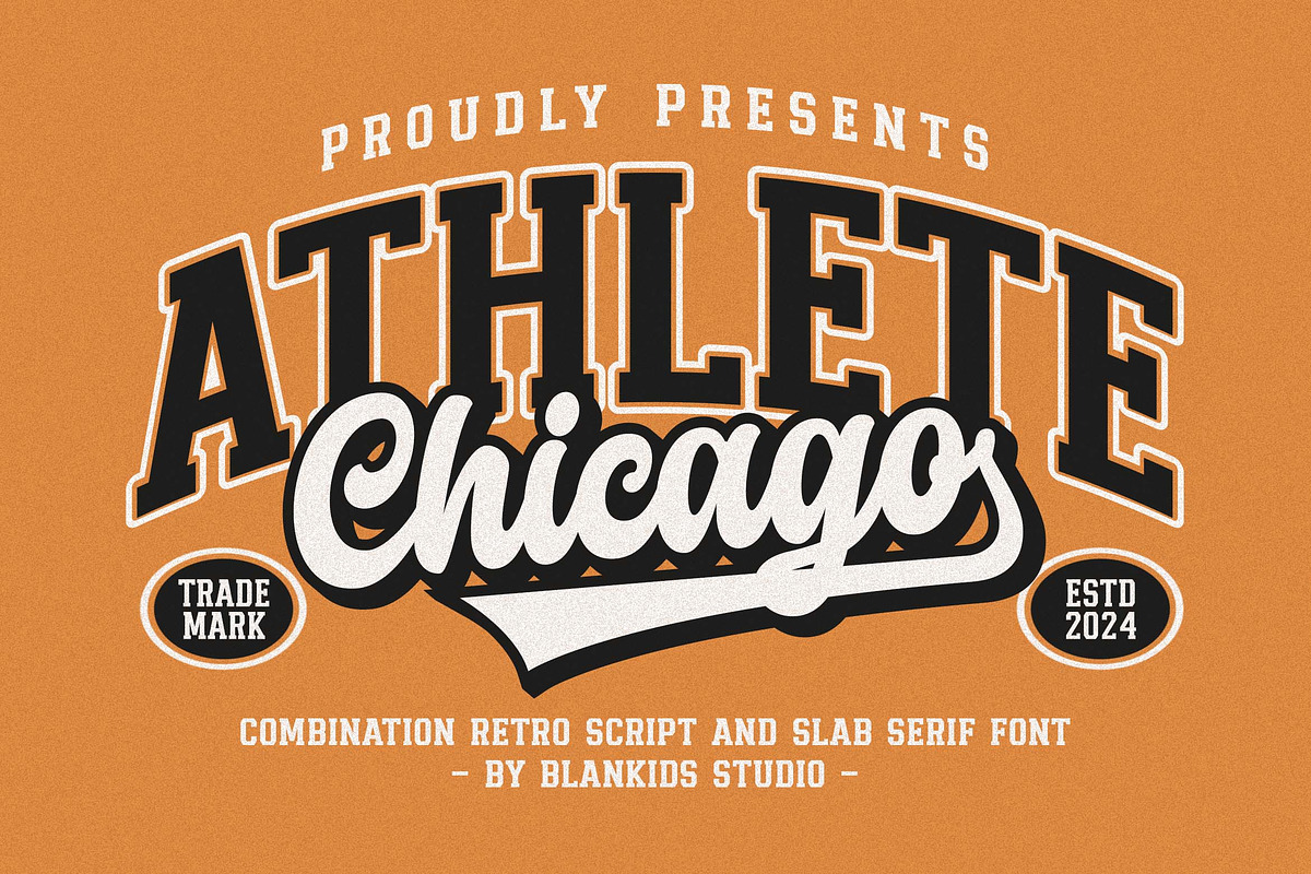 Chicago Athlete a Retro Sporty Font, a Slab Serif Font by Blankids Studio (Photo 1 of 14)