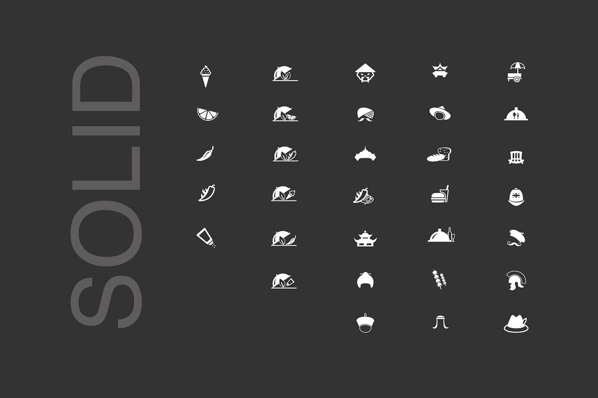 64 Line & Solid Food Icons, a Solid Icon by Designbase (Photo 2 of 6)