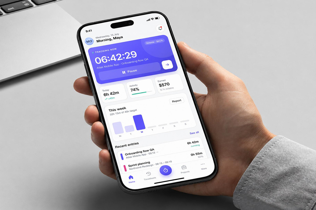 Time Tracker Productivity Mobile App, an UI Kit Template by Lumina_ui_ux202 (Photo 5 of 7)